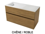 Meuble avec vasque Solid-Surface, finition bois ou couleurs, deux tiroirs à onglet, Largeur 100, 120 et 140 cm, P. 45 cm, Hauteur 56 cm, Stock disponible, LIVRAISON OFFERTE